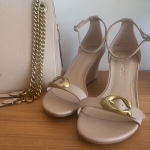 Coach Odetta Beige Wedge Sandals